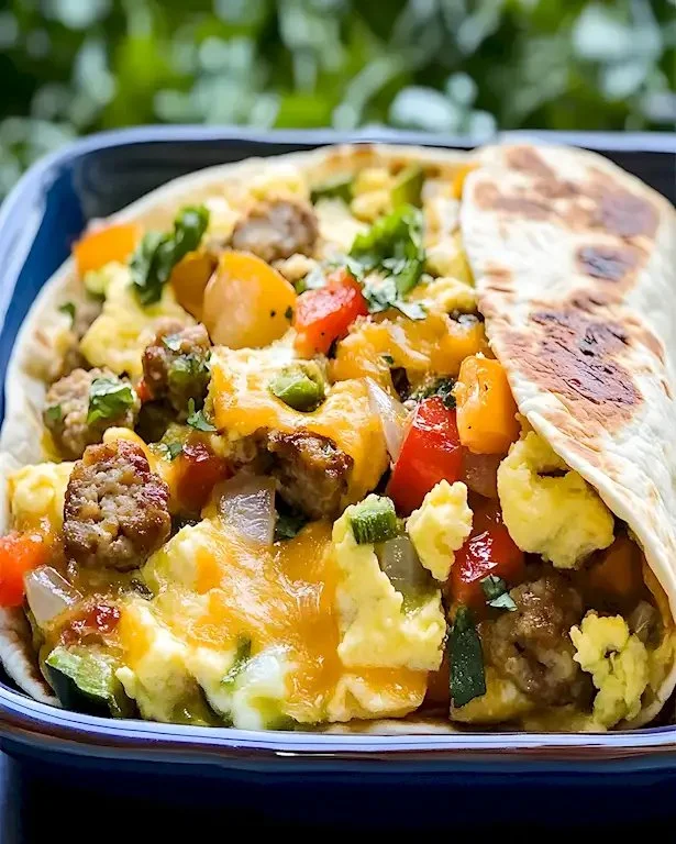 Leckeres Hähnchen-Frühstücksburrito Rezept zum Frühstück