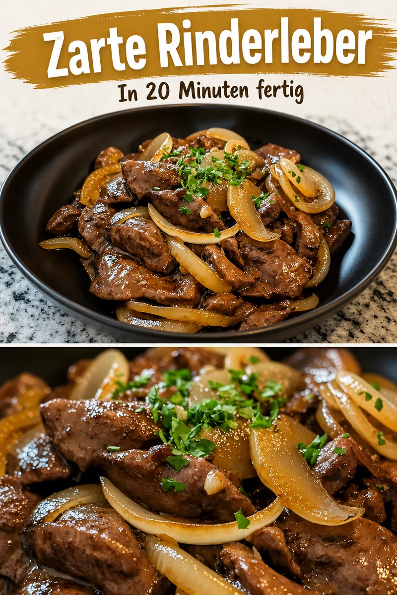 Schnelle Rinderleber- und Zwiebel-Pfanne für ein herzhaftes Abendessen - Entdecke das schnellste Rezept für Rinderleber und Zwiebeln! In weniger als einer Stunde zauberst du ein deftiges Gericht, das nach Heimat schmeckt. Perfekt für ein schnelles Abendessen oder ein geselliges Essen mit Freunden. Probiere es jetzt aus und lass dich von den einfachen Zutaten und der köstlichen Zubereitung begeistern! #Rinderleber #SchnelleRezepte #Hausmannskost