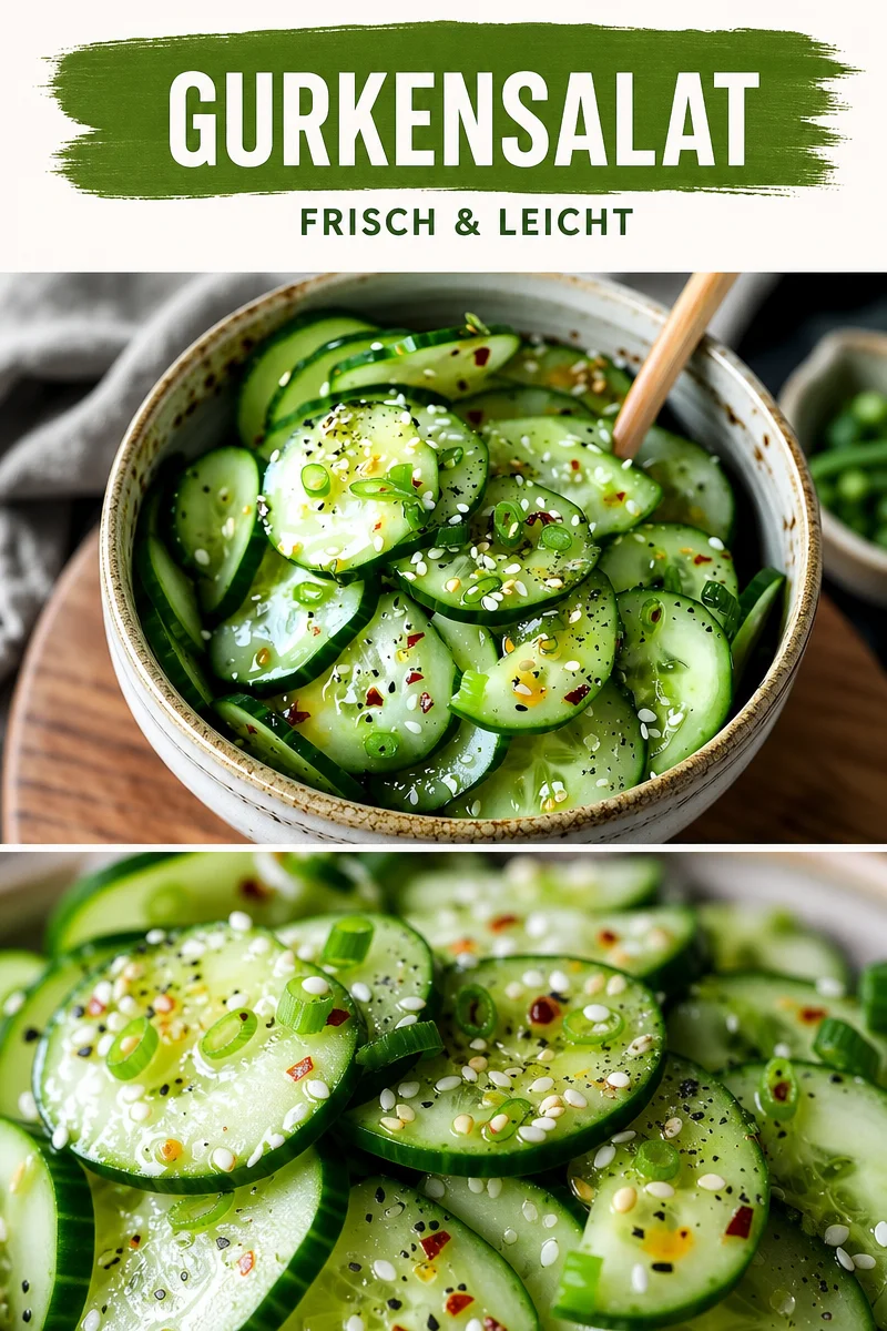 Schneller Asiatischer Gurkensalat: Erfrischend und Gesund für Deine Gäste - Entdecke, wie einfach und schnell ein asiatischer Gurkensalat zubereitet werden kann. Dieses Rezept ist perfekt für Gäste oder als leichte Beilage. Frisch, knackig und voller Geschmacksnuancen – der ideale Start in jede Mahlzeit. Probiere es selbst aus und kreiere einen schmackhaften Salat in wenigen Minuten! Hol dir das Rezept und starte deinen kulinarischen Abend. #GurkenSalat #AsiatischeKüche #SchnelleRezepte