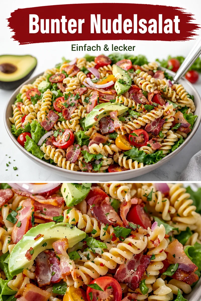 Schneller BLT Pasta Salat – Perfekt für Grillabende und Partys! - Entdecke den leckeren BLT Pasta Salat, der in nur wenigen Minuten zubereitet ist. Ideal für Grillabende, als schnelles Mittagessen oder für Gäste – dieser Salat bietet frische Aromen und ist unglaublich vielfältig. Lass dir dieses Rezept nicht entgehen! Kühle ihn kurz und serviere ihn lauwarm oder kalt. Probiere es gleich aus! #PastaSalat #Sommersalat #EinfachKochen