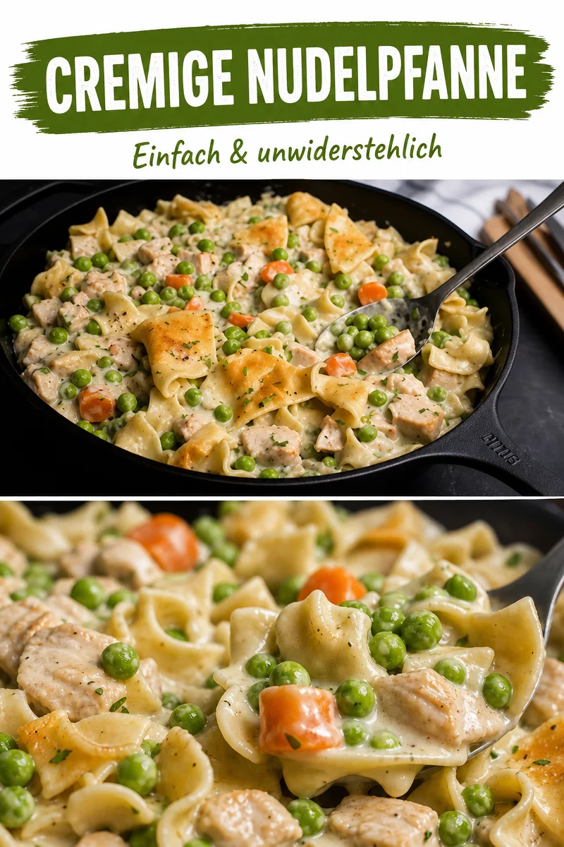 Schnelles Hühnchen-Pot-Pie-Nudelskillet für ein köstliches Abendessen - Entdecke die Ultimative Hühnchen-Pot-Pie-Nudelskillet für ein schnelles und einfaches Abendessen! Dieses Rezept vereint zartes Hühnchen, cremige Soße und leckere Nudeln in nur wenigen Schritten. Perfekt für hektische Tage! Probiere es heute aus und verwöhne deine Familie oder Freunde. Lass dir dieses Gericht nicht entkommen! #HühnchenRezept #SchnellesEssen #Nudelskillet