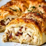 Selbstgemachte Costco-Hähnchenbrote mit frischen Zutaten auf einem Holzbrett