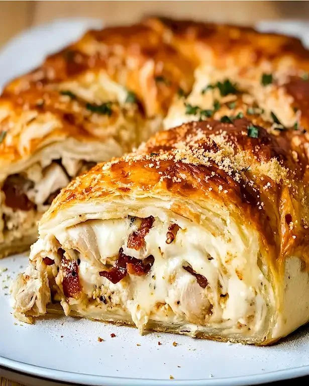 Selbstgemachte Costco-Hähnchenbrote mit frischen Zutaten auf einem Holzbrett