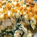 Ultimativer Hühnchen- und Spinat-Käsekuchen auf einem Teller