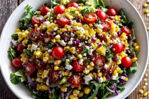 Ultimative Sommer-Salat mit Süßkorn-Dressing in einer bunten Schüssel