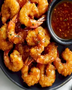 Ultimative süß-scharfe Shrimps mit Hot Honey serviert auf einem Teller