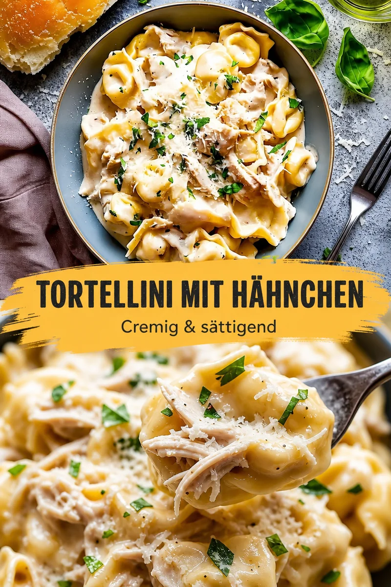 Cremige Hähnchen-Tortellini Alfredo – Einfach und Unwiderstehlich - Entdecke das perfekte Abendessen mit dieser cremigen Hähnchen-Tortellini Alfredo. In nur wenigen Schritten zauberst du einen echten Genuss auf den Tisch, der deine Geschmacksnerven verwöhnt! Bereite dieses Rezept jetzt zu und lass dich von der Kombination aus zartem Hähnchen und cremiger Soße begeistern. Perfekt für einen entspannten Abend! Probiere es heute aus! #HähnchenRezepte #Tortellini #Abendessen