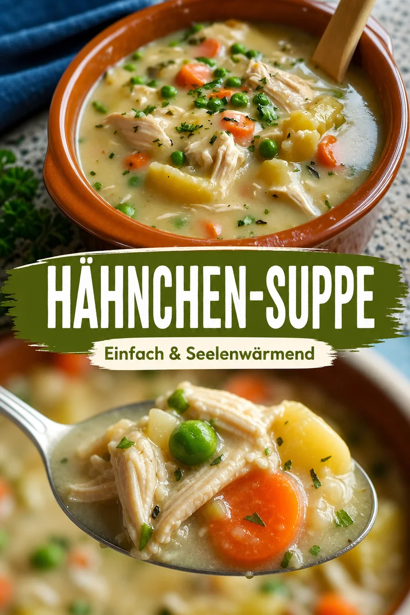 Hühnchen-Pot-Pie-Suppe: Das perfekte Soulfood für kalte Tage - Lass dich von dieser Hühnchen-Pot-Pie-Suppe verführen! Sie vereint saftiges Hühnchen, frisches Gemüse und eine cremige Brühe – ideal für gemütliche Abende an kalten Tagen. Probiere unser einfaches Rezept und genieße eine Schüssel voller Wärme und Geschmack. Klicke, um die Anleitung zu entdecken und deine Liebsten zu verwöhnen! #HühnchenPotPie #Suppe #Soulfood