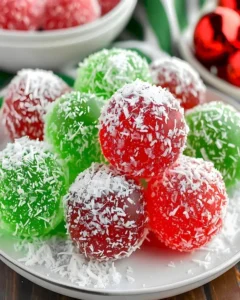 Jello-Kugeln Rezept mit Kokos und Vanille auf einem Teller serviert