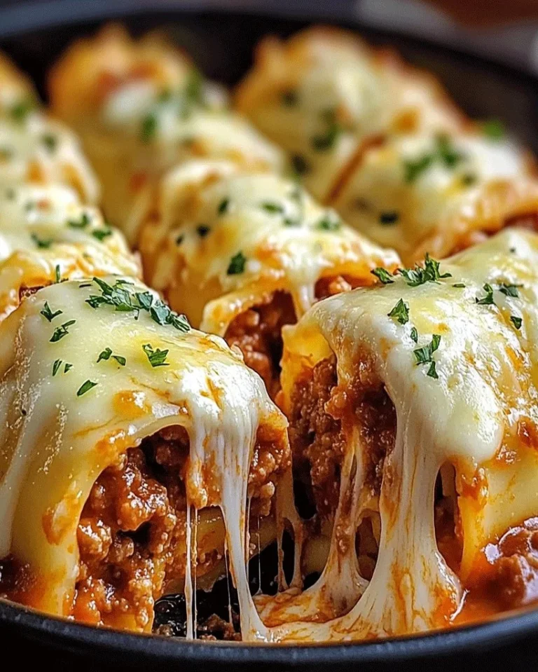 Käse-Bolognese-Rollen auf einem Teller serviert, ideal für Familienessen