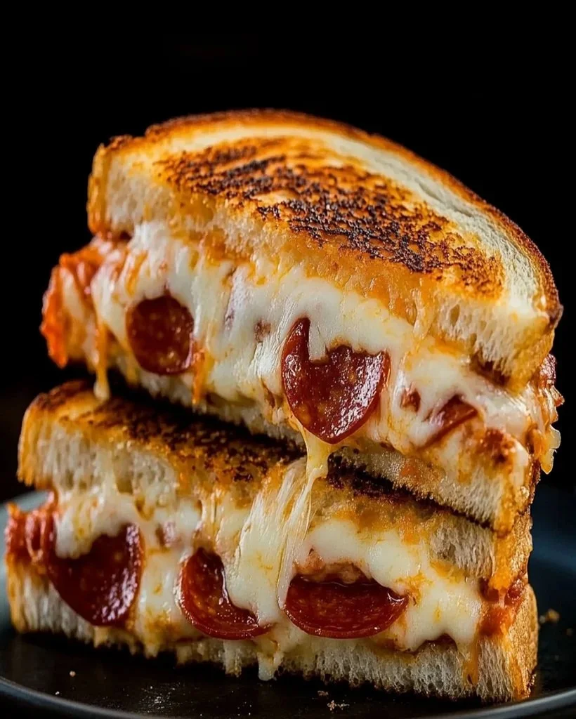 Käseigener Pizza-Grilled-Sandwich mit Peperoni