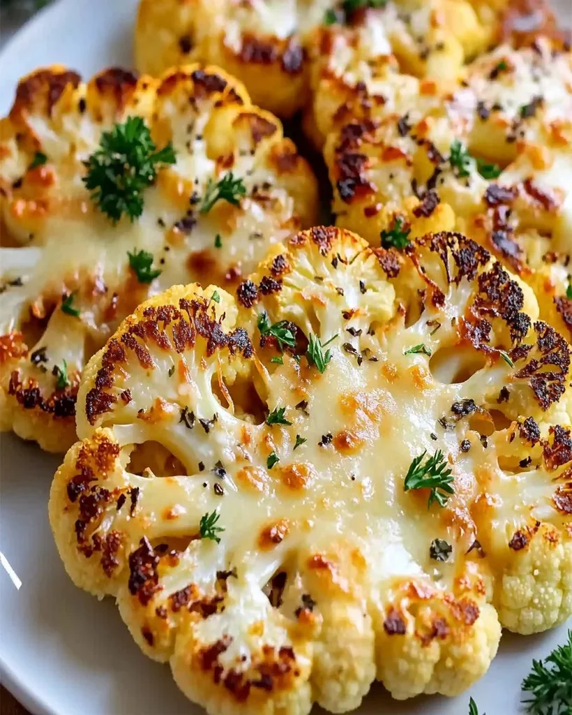 Käsige Blumenkohlsteaks mit Parmesan