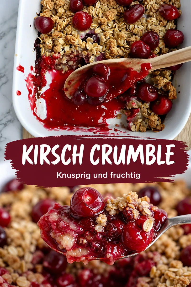 Kirschen-Crisp: Einfaches und köstliches Dessert für jeden Anlass - Entdecke das unwiderstehliche Kirschen-Crisp – ein einfaches und schnelles Dessert, das jeden begeistert! Mit saftigen Kirschen, Zimt und einer knusprigen Haferflocken-Decke zauberst du im Handumdrehen einen Gaumenschmaus. Perfekt für Feste oder als süßes Vergnügen zu Hause. Probiere es noch heute aus und verbreite die Freude am Backen! #KirschenCrisp #Dessert #einfachesRezept