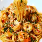 Pfefferchili-Garnele-Pasta mit frischen Tomaten auf einem Teller angerichtet