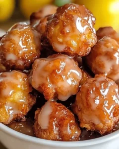Kleine Apfel-Fritter mit Zimt und Süße auf einem Teller präsentiert