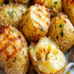 Knusprige Käse-Knoblauch-Röstkartoffeln aus Yukon Gold auf einem Teller
