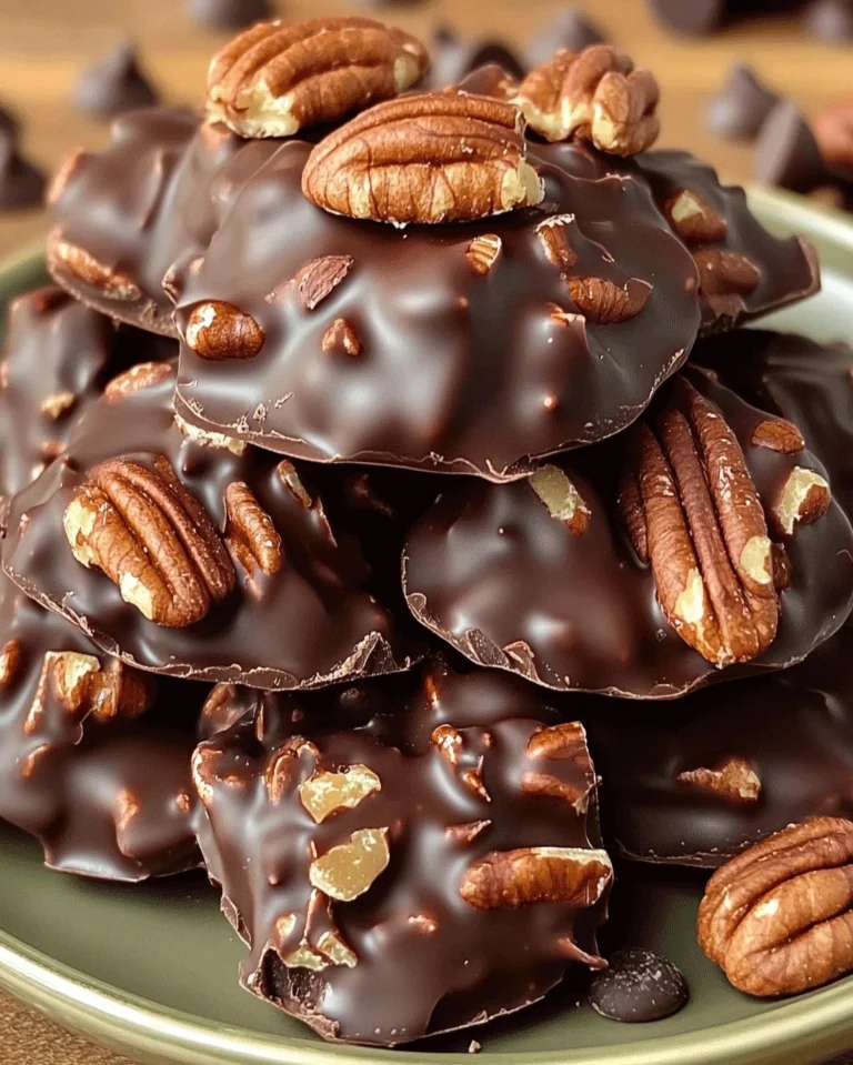 Knusprige Schokoladen-Pecan-Clustern mit Karamell auf einem Teller