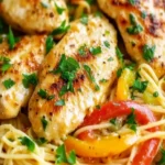 Pasta in cremiger Weißweinsauce auf einem Teller serviert
