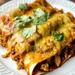 Kraftvoll cremige Hühnchenenchiladas mit hausgemachter Sauce auf einem Teller