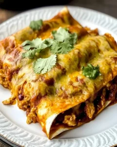Kraftvoll cremige Hühnchenenchiladas mit hausgemachter Sauce auf einem Teller