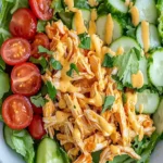 Buffalo-Hähnchen-Salat in einer bunten Schüssel