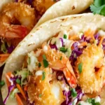Krisp Krabben Tacos auf einem Teller, angerichtet mit frischen Zutaten