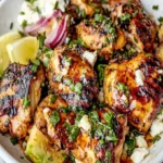Süße Harissa-Hähnchen-Bowl mit frischen Zutaten und Gewürzen.