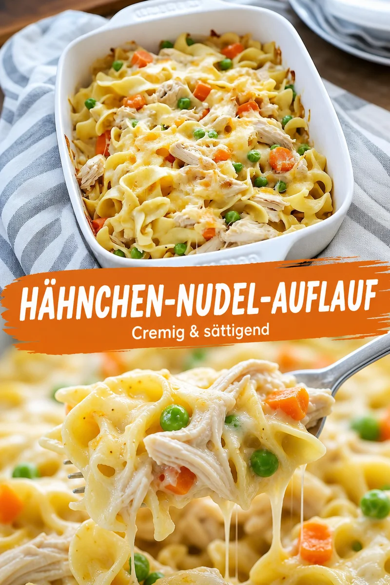 Ultimative Hühnchen-Nudel-Casserole: Herzhafte Wohlfühlmahlzeit für kalte Tage - Suchen Sie nach einem Rezept, das Sie und Ihre Familie in den kalten Monaten wärmt? Die Ultimative Hühnchen-Nudel-Casserole vereint zarte Hühnchenbrust, cremige Sauce und käsigen Genuss in einer Auflaufform. Ideal für gemeinsame Abende! Probieren Sie es jetzt aus und lassen Sie sich verführen! #HühnchenCasserole #Wohlfühlrezept #HerzhaftesEssen