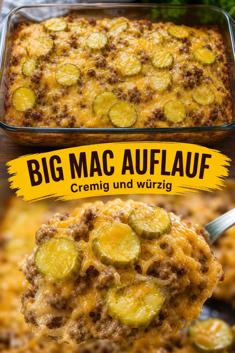 Verführerischer Big Mac Auflauf – Schnell und Lecker selbstgemacht! - Entdecke den DIY Big Mac Auflauf, der schnell und einfach zuzubereiten ist! Genieß diesen köstlichen und herzhaften Auflauf, perfekt für gesellige Abende mit Freunden oder der Familie. Mit Hackfleisch, frischem Gemüse und geschmolzenem Käse wird dieser Auflauf zum Star deines Essens. Probiere es jetzt aus! #BigMacAuflauf #SchnelleRezepte #Leckeressen