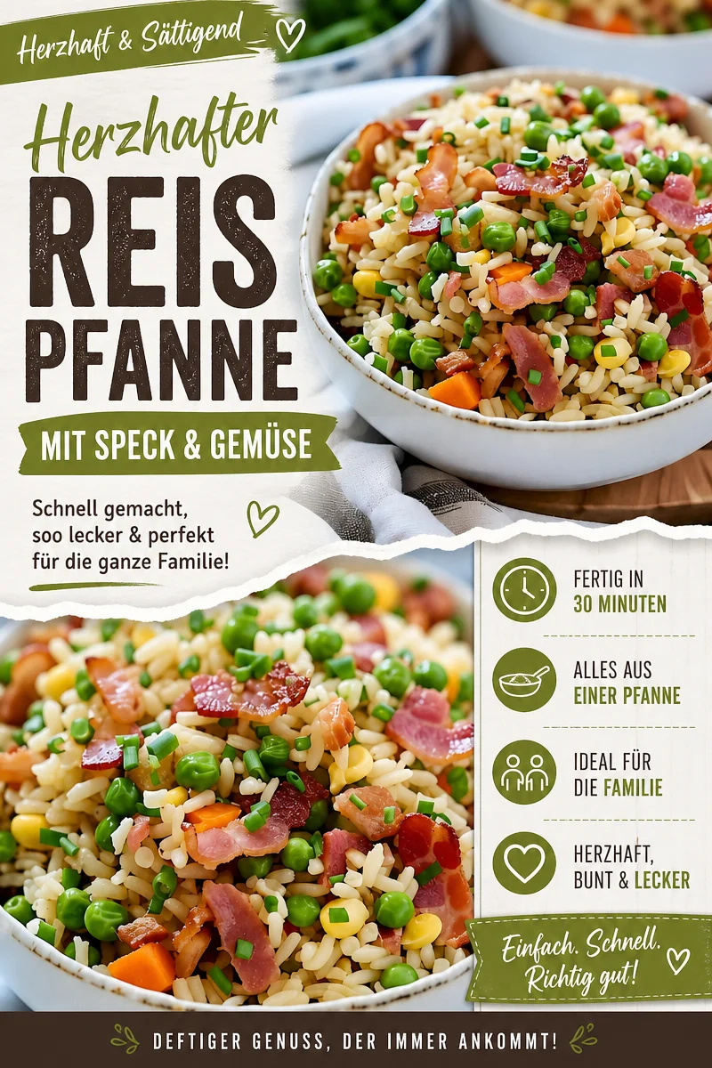 Bacon-Brat-Reis: Der schnelle Genuss für Feinschmecker - Entdecke das einfachste Bacon-Brat-Reis-Rezept, das du in weniger als 30 Minuten zubereiten kannst! Knuspriger Bacon vereint sich mit duftendem Reis und frischen Erbsen zu einem unvergleichlichen Geschmackserlebnis – perfekt für hektische Abende. Bereite dir heute noch diesen schnellen Genuss zu! Probiere es aus und lass dich von der Vielseitigkeit begeistern! #SchnelleRezepte #BaconLovers #EinfacheGerichte