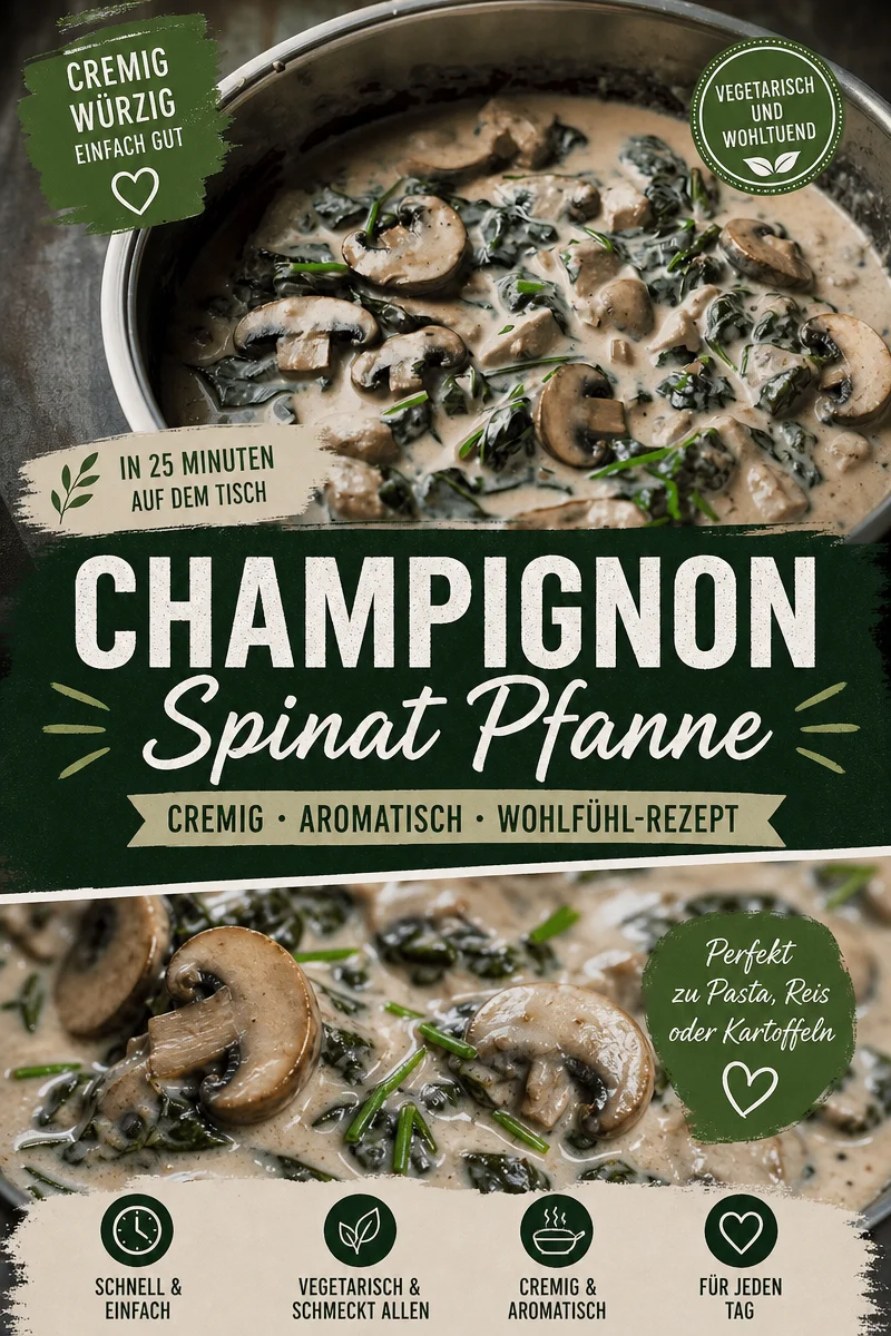 Cremiges Hühnchen mit Spinat und Pilzen – Einfach und lecker für jeden Tag - Entdecke unser cremiges Hühnchen-Rezept mit Spinat und Pilzen – ein perfektes Gericht für ein entspanntes Abendessen oder wenn du Gäste hast. Mit wenigen Zutaten schnell zubereitet, wird dieses Gericht deine Familie begeistern. Probiere es jetzt aus und genieße die köstliche Kombination! Klicke auf das Bild für das vollständige Rezept. #CremigesHühnchen #SchnelleRezepte #GesundesEssen