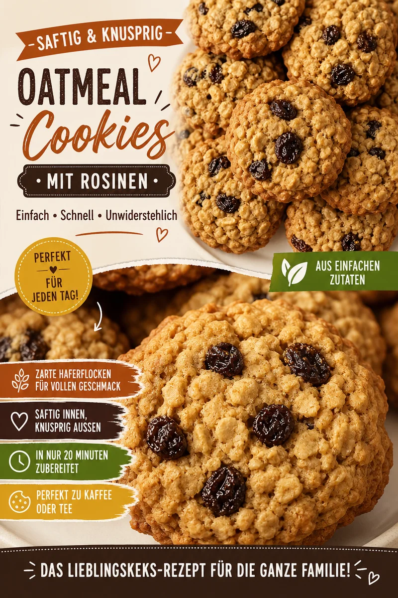 Entdecke unsere einfachen Haferflocken-Rosinen-Plätzchen für die Familie - Lust auf ein köstliches Plätzchen-Rezept, das die ganze Familie begeistert? Diese Haferflocken-Rosinen-Plätzchen sind nicht nur einfach zuzubereiten, sondern auch perfekt für den Familientag! Genieße den Geschmack von frisch gebackenem Gebäck und bring deine Lieben zusammen. Probiere es gleich aus und lasse die Plätzchen deiner Familie schmecken! #HaferflockenPlätzchen #Familienrezepte #BackenMitKindern
