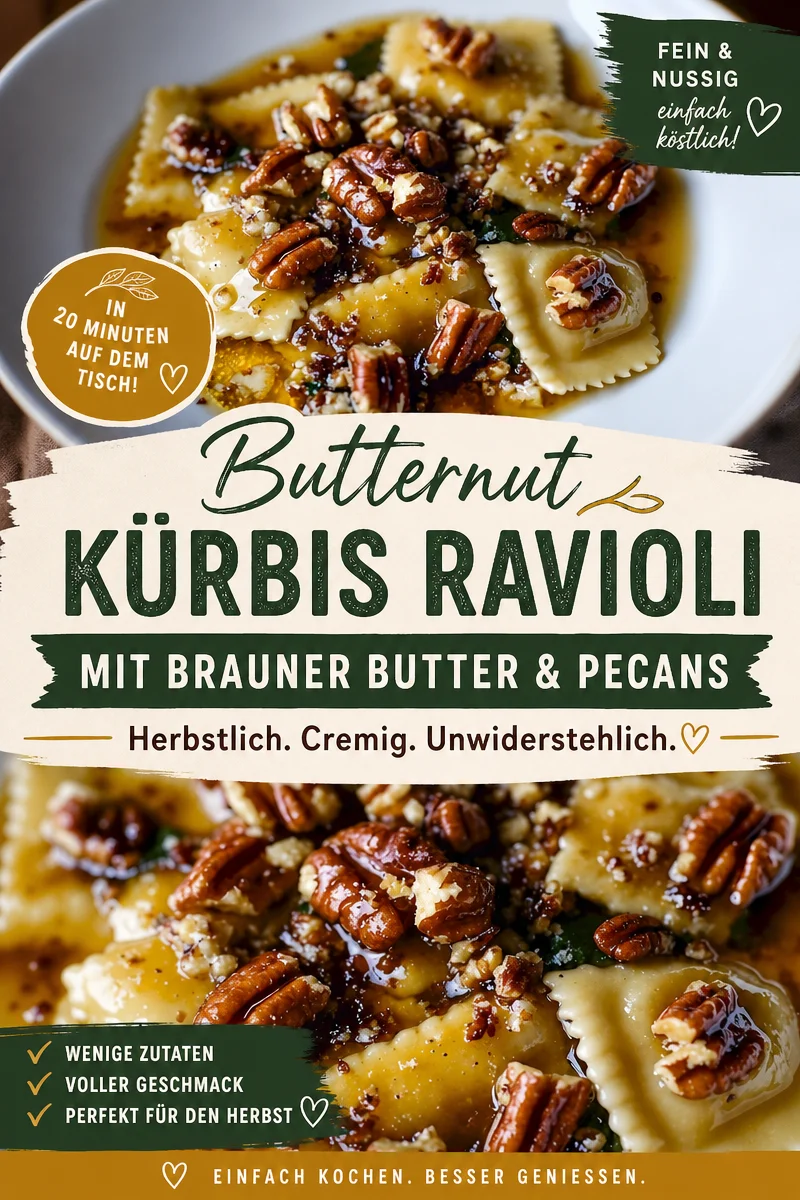 Genieße Butternut-Kürbis-Ravioli mit brauner Butter-Sauce – ein Genuss für jeden Abend! - Entdecke das Rezept für köstliche Butternut-Kürbis-Ravioli mit brauner Butter-Sauce und Pekannüssen. Perfect für einen gemütlichen Abend zu Hause oder als beeindruckendes Gericht für Gäste. Hol dir jetzt die Schritt-für-Schritt-Anleitung und verwöhne deine Geschmacksknospen! Probiere es aus und erlebe italienische Küche in deiner eigenen Küche! #RavioliRezept #Kürbisgerichte #Hausmannskost