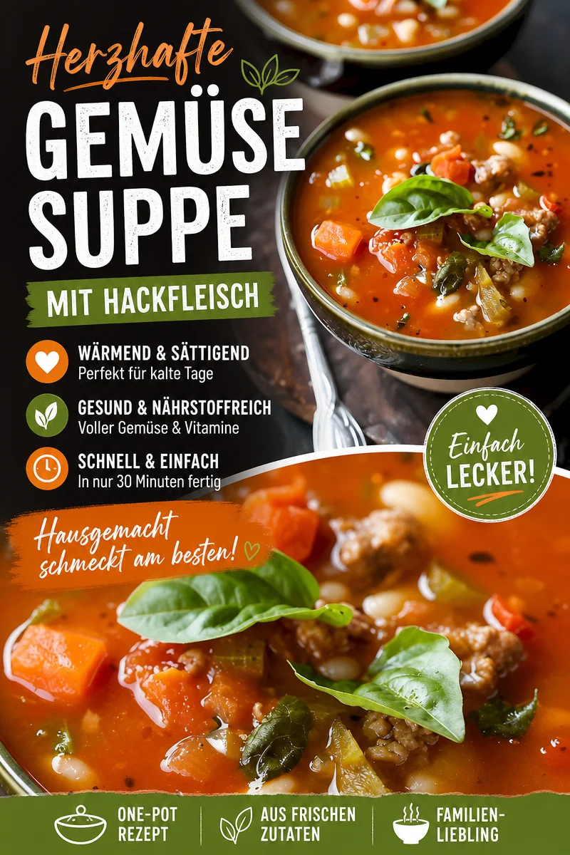 Genießen Sie die Beschäftigte Tag Suppe – Einfach und Lecker für jede Gelegenheit! - Sind Sie auf der Suche nach einer schnellen und köstlichen Suppe? Die Beschäftigte Tag Suppe ist genau das Richtige für Sie! Mit frischem Gemüse und zarten Nudeln ist sie perfekt für hektische Tage. Bereiten Sie sich auf das perfekte Wohlfühlessen vor! Probieren Sie es aus und lassen Sie uns wissen, wie es Ihnen geschmeckt hat! #Suppe #GesundeRezepte #EinfacheGerichte