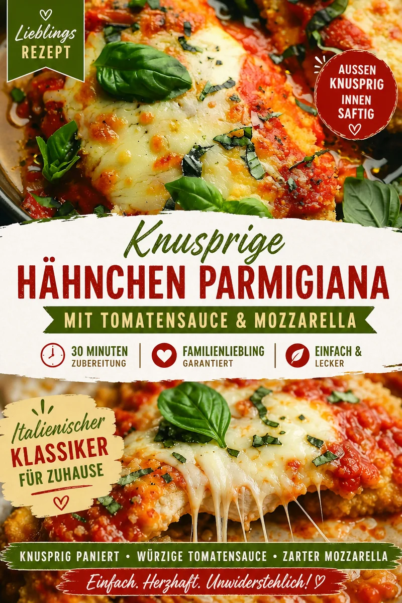 Köstliches Hähnchen-Parmesan: Ein einfaches Rezept für jeden Abend - Entdecke, wie einfach es ist, ein unwiderstehliches Hähnchen-Parmesan zu zaubern! Mit knusprigem Hähnchen, cremiger Käsesauce und frischen Kräutern wird dieses Gericht zum Star deines Abendessens. Lass dich von den Aromen verführen und überrasche deine Familie oder Freunde. Probiere es sofort aus! #HähnchenParmesan #AbendessenIdeen #SchnelleRezepte
