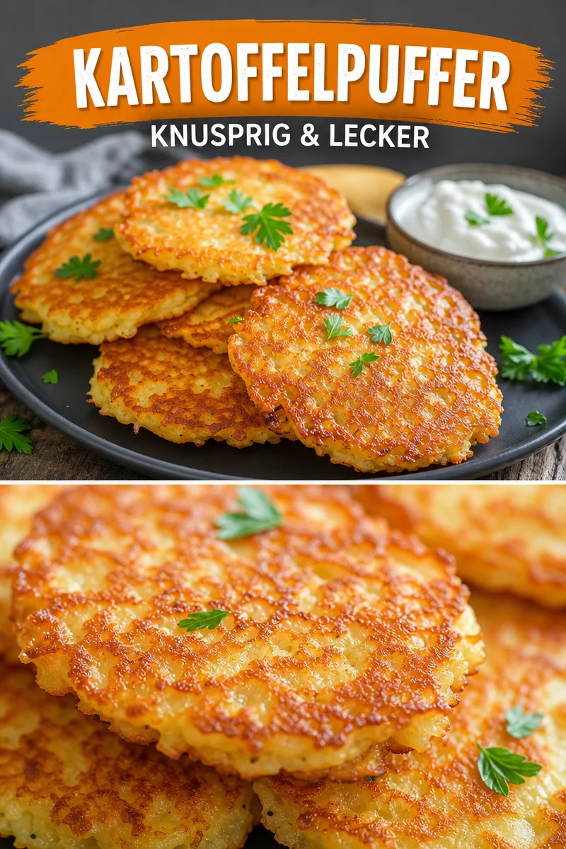 Klassische Kartoffelpuffer: Knusprig und einfach selbstgemacht - Entdecke das zeitlose Rezept für klassische Kartoffelpuffer! Diese knusprigen Leckerbissen sind nicht nur schnell zubereitet, sondern wecken auch herrliche Erinnerungen an Omas Küche. Perfekt als Snack oder Beilage zum Hauptgericht. Folge unserem einfachen Rezept und verwöhne deine Familie mit köstlichen Kartoffelpuffern! Probiere es jetzt aus! #Kartoffelpuffer #Hausmannskost #EinfacheRezepte