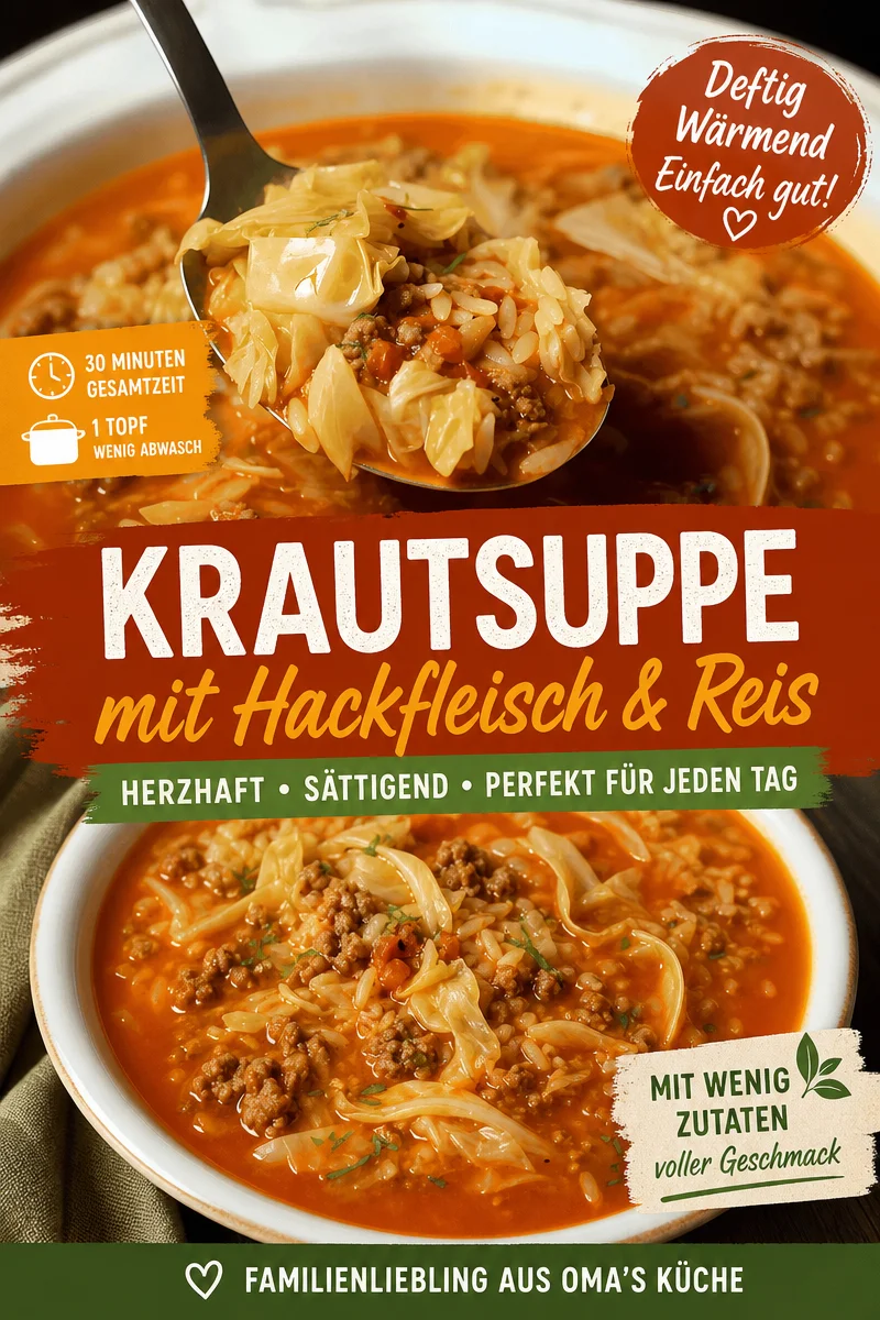Kohlrouladesuppe: Herzhaftes Soulfood für kalte Tage - Genießen Sie die wohltuende Wärme der Kohlrouladesuppe – perfekt für kalte Abende! Diese herzhafte Suppe kombiniert zarten Kohl und würziges Rinderhackfleisch mit aromatischen Gemüsen. Ideal für ein gemütliches Dinner mit der Familie! Holen Sie sich das Rezept und machen Sie sich bereit, Ihre Liebsten zu verwöhnen. Jetzt ausprobieren! #Kohlroulade #Soulfood #Suppe