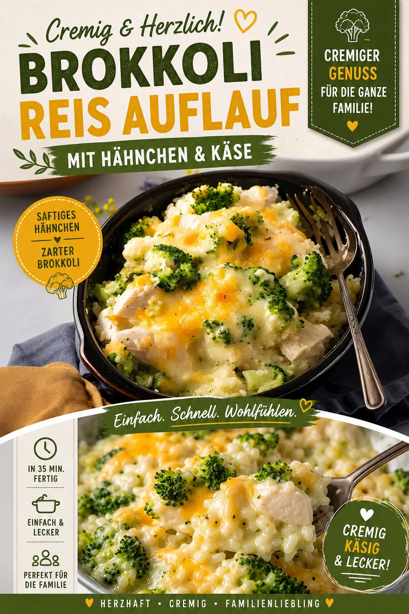 Schneller Hühnchen-Brokkoli-Reis-Auflauf für ein leckeres Abendessen - Entdecke unseren köstlichen Hühnchen-Brokkoli-Reis-Auflauf. Einfach und schnell zubereitet, ist dieses Rezept perfekt für stressfreie Abendessen unter der Woche. Kombiniere saftige Hühnchenbrust mit frischem Brokkoli und cremigem Käse - ein Genuss für die ganze Familie! Probiere es gleich aus und bringe Abwechslung in dein Abendessen. #HühnchenRezept #Auflauf #SchnellesEssen