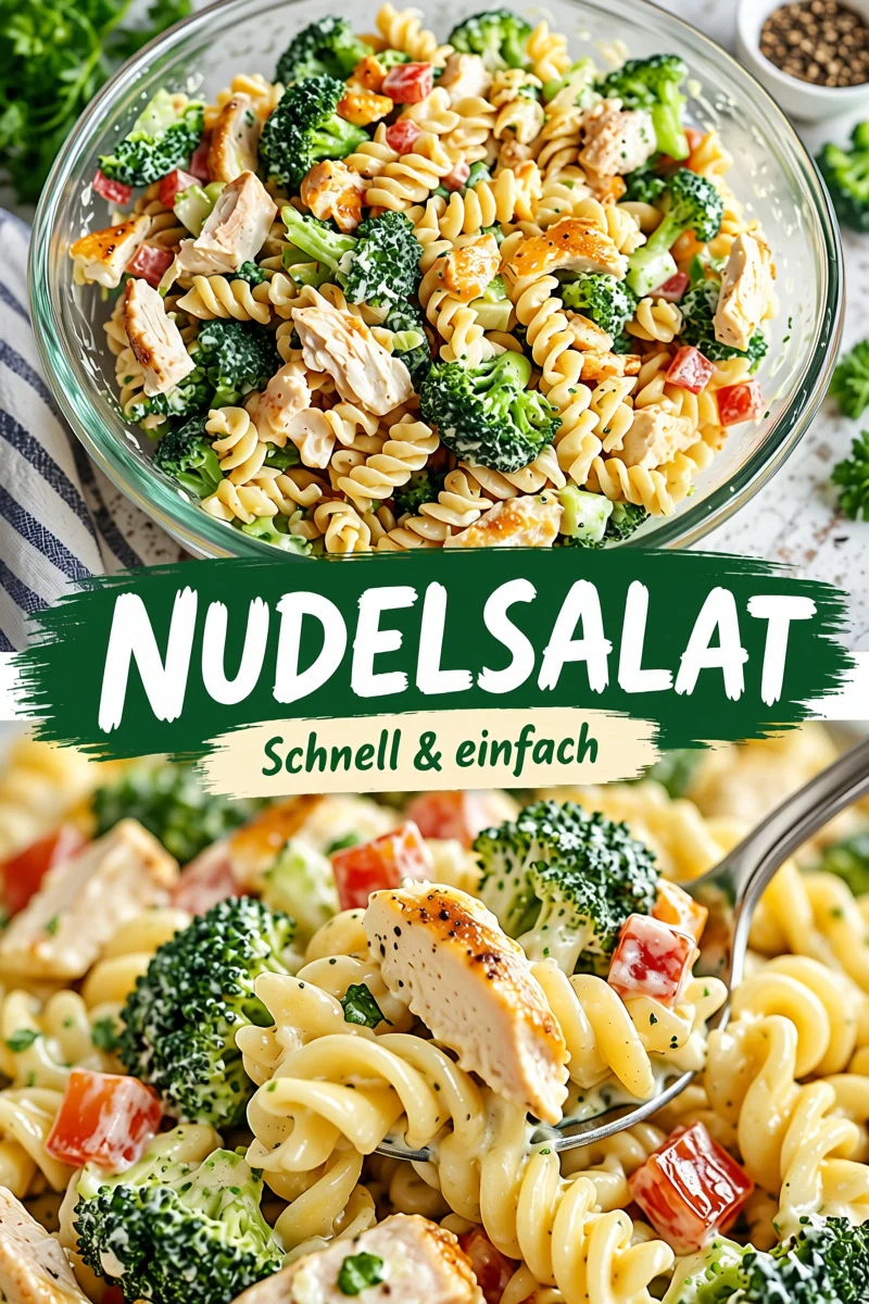 Erfrischender Hühnchen-Brokkolipasta-Salat für Sommerfeiern - Entdecken Sie unser Rezept für den köstlichen Hühnchen-Brokkolipasta-Salat, der perfekt für Sommerpicknicks und Familientreffen ist. Kombinieren Sie frischen Brokkoli, zartes Hühnchen und schmackhaften Speck für eine nahrhafte Mahlzeit, die alle begeistern wird. Probieren Sie es aus und bringen Sie Abwechslung auf Ihren Tisch! Holen Sie sich das Rezept jetzt! #PastaSalat #Sommergerichte #Hühnchen