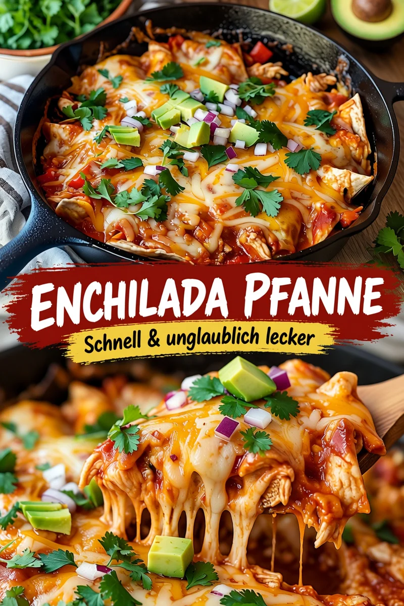 Hähnchen Enchilada Pfanne – Schnelle und köstliche Mahlzeit für jeden Anlass - Entdecken Sie die köstliche Hähnchen Enchilada Pfanne, die perfekte Lösung für ein schnelles Abendessen! Genießen Sie die vereinten Aromen von herzhaften Tortillas und schmackhaftem Hähnchen, ideal für alle Gelegenheiten. Lassen Sie sich dieses blitzschnelle Rezept nicht entgehen – es wird Ihre Familie begeistern! Probieren Sie es heute aus! #HähnchenEnchilada #SchnelleRezepte #LeckerEssen