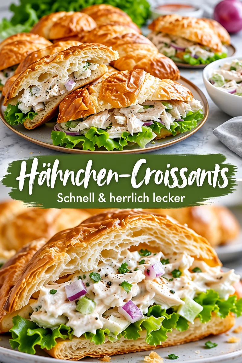 Köstliche Hähnchen-Salat-Croissant-Sandwiches für den Sommer - Suchen Sie nach einer erfrischenden Mahlzeit? Probieren Sie diese Hähnchen-Salat-Croissant-Sandwiches! Sie sind einfach zuzubereiten und perfekt für warme Sommertage. Ideal für ein Picknick oder als Snack. Lass dir dieses leckere Rezept nicht entgehen! Teile es mit deinen Freunden und bringe Schwung in deine Sommergerichte. #HähnchenSalat #CroissantSandwich #Sommersnacks
