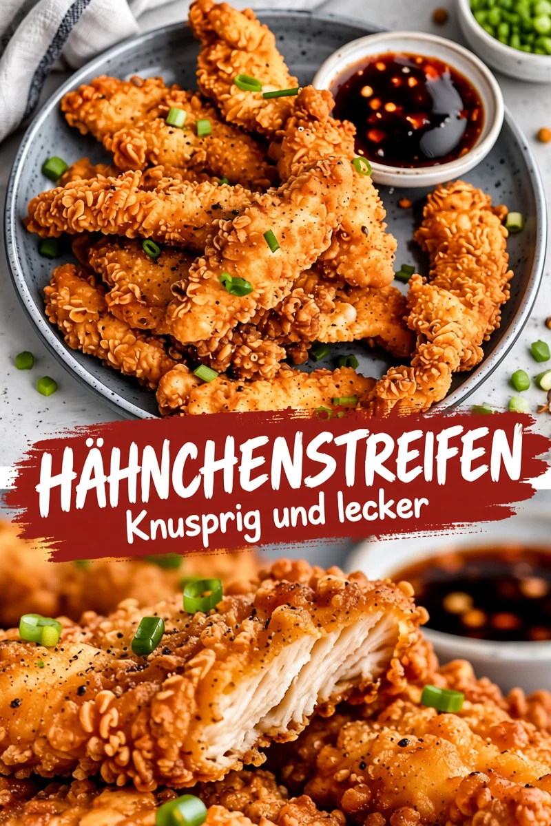 Krosse hausgemachte Hähnchen-Tender für die ganze Familie - Entdecke unser Rezept für unwiderstehliche hausgemachte Hähnchen-Tender! Diese köstlichen, knusprigen Hühnerstreifen sind einfach zuzubereiten und perfekt für ein schnelles Abendessen oder als Snack. Erlebe einen einzigartigen Genuss, den die ganze Familie lieben wird. Probiere sie jetzt aus und serviere sie mit deiner Lieblingsdip-Sauce! #HähnchenTender #Rezeptideen #Familienessen