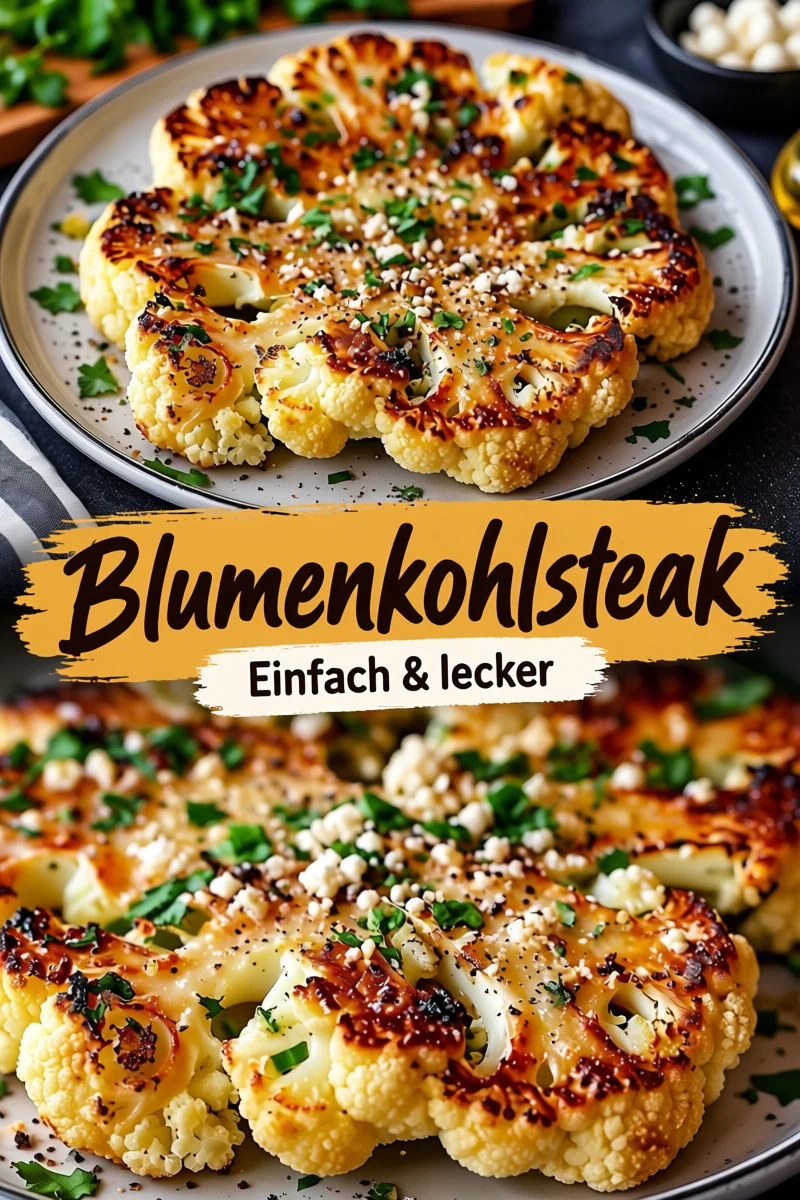 Leckeres Kauliflower Steak Rezept für gesunde Abende - Entdecken Sie das köstliche Kauliflower Steak Rezept, das Gemüse auf eine ganz neue Art präsentiert. Perfekt für gesunde Abendessen und einfach zuzubereiten. Verpassen Sie nicht den Geschmack von geröstetem Blumenkohl mit geschmolzenem Käse und frischer Petersilie. Probieren Sie es heute aus! #KauliflowerSteak #GesundeRezepte #VegetarischKochen