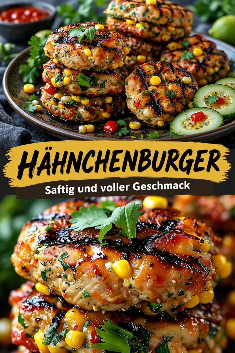 Unwiderstehliche Hähnchen-Burger mit Zucchini und frischem Mais - Genießen Sie die köstliche Kombination aus Hähnchen, Zucchini und süßem Mais in diesen einzigartigen Burgern! Perfekt für warme Sommertage - einfach zubereitet und voller Geschmack. Servieren Sie diese delikaten Burger mit einem erfrischenden Tomaten-Kürbissalat und beeindrucken Sie Ihre Familie und Freunde! Probiere es jetzt aus und lass dich inspirieren! #BurgerRezepte #GesundeErnährung #Sommerspeisen