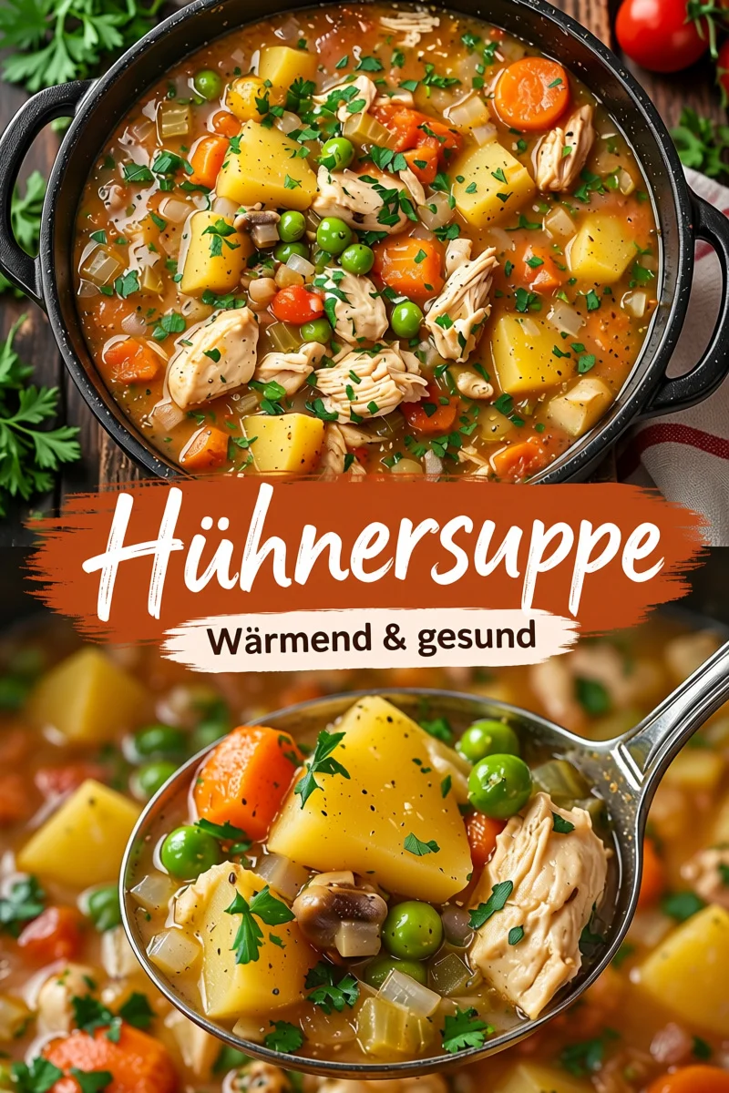 Wärme und Genuss: Herzhaftes Hähnchen-Eintopf Rezept für kalte Tage - Entdecken Sie diesen köstlichen Hähnchen-Eintopf, perfekt für jede Gelegenheit! Sanft geköchelt und gefüllt mit erlesenen Zutaten ist dieser Eintopf eine Umarmung in einer Schüssel. Lassen Sie sich von den Aromen verzaubern und genießen Sie ein herzhaftes Abendessen. Jetzt nachkochen und den perfekten Eintopf zaubern! #HähnchenEintopf #KomfortEssen #Kochrezept